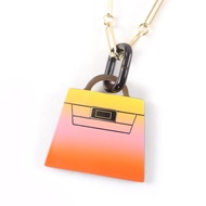 全新 ☆ 愛馬仕 Maroquiné GM Fusion Kelly 水牛角項鍊，金色/橙色，法國製造，女士款，帶盒子和防塵袋