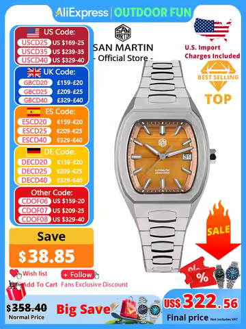 San Martin 39.5mm Tonneau Luxury Men Watch Mineral Dial Casual Sports PT5000 SW200 Automatic Mechani