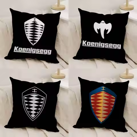 Luxury Car K-koenigsegg Logo Pillow Case Office Sofa Dorm Chair Back Short Plush Double-sided Printi