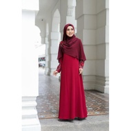 jubah moden jubah viral jubah A cut jubah lace bunga ilyaa warna maroon