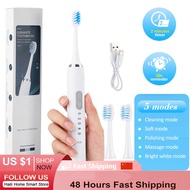 【JH】 Electric Toothbrush for Adults Children Ultrasonic vibrator Whitening IPX7 5 Modes 2 USB Deep