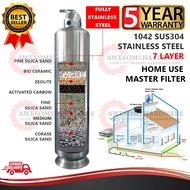 (7 LAYER) 1042 SUS304 STAINLESS STEEL OUTDOOR MASTER WATER FILTER SAND FILTER WITH ACTIVATED CARBON ZEOLITE FILTER BATU