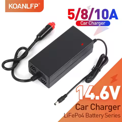 14.6V 5A 8A 10A Car LiFePO4 Battery Charger 12V Car Cigarette Lighter Charger 14.4V Lithium Iron Pho