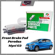 PERODUA Brake Pad New Myvi 1.3 1.5cc Myvi Gen3 Myvi MG3 Front Disc Brake Pads(04465-BZ230)Mergent Br