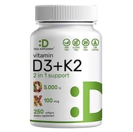 DEAL SUPPLEMENT Vitamin D3 K2 Softgel 250 Count 2-1 Complex Vitamin D3 5000 IU & Vitamin K2 MK7