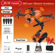 RC Mini Drone P12 Pro Optical Flow Localization 360° Avoid Obstacles Dengan Kamera 8K HD Drone WiFi