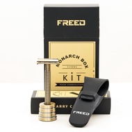 【FREED】尊爵四件組旋轉開放式雙刃安全刮鬍刀禮盒 -古銅棕 刻字