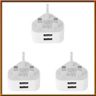 [V E C K] 3X Universal USB UK Plug 3 Pin Wall Charger Adapter with USB Ports Travel Charger Charging for Phone (2 Port)