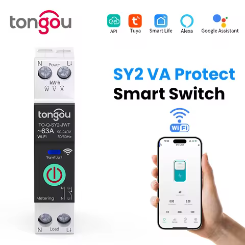 Tongou SY2 Wifi Mertering Smart Switch 1P 1-63A APP Control with Over Current Protection and Voltage