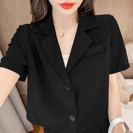 Blazer Women's Black Small Coat Thin Summer New Korean Style Temperament Short Sleeve Top