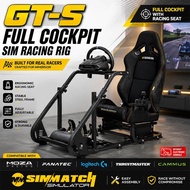 SIMMATCH Racing Simulator Cockpit Rig Wheel Stand for Logitech MOZA Fanatec Thrustmaster GTS SSeat
