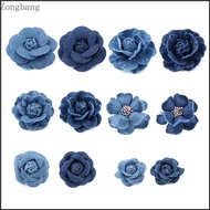 Zone 5pc Korea Denim Fabric Flowers Clothes Hats Dress Decoration Flower Hair Accessories DIY Scrapb