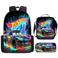 Hot Wheels Hotwheels Racing Schoolbag Three-Piece Set Elementary School Studebt Backpack Lunch Bag P