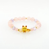 寶麗金珠寶-黃金九尾狐粉晶造型手鍊