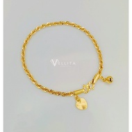 [VJ]Cop916 Bracelet “String” <B23> 999.9 Gold Plated Width:3mm-4mm (Rantai Tangan Tali Kapal)