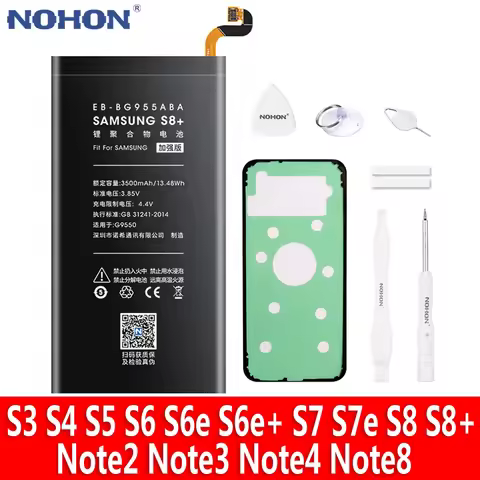 NOHON Battery For Samsung Galaxy S8 Plus S7 S6 Edge Plus S5 S4 NFC S3 Note8 Note4 Note3 NFC N910X N9