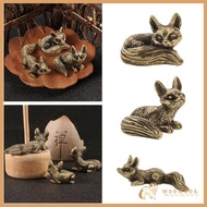 WOOW Antique Finish Metal Foxes Miniature Animal Sculpture Compacts Desk Decors Ornament Cultural  f