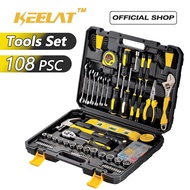 KEELAT 108 Pcs Tool Set Spanar ToolBox Tool Kit Hand Tools Set Repair Set Car Repair Wrench Pliers S