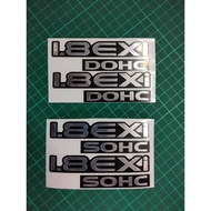 Sticker Emblem 1.8 EXI SOHC &amp; 1.8 EXI DOHC Super Chrome + Black background