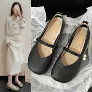 Leather Flats for Women Comfortable Square Toe Slip On Flats Soft Work Flats Retro Mary Jane Flats