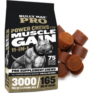 Bully Max 11-in-1 Muscle Gain Power Chews - High Protein Dog  with Amino Acids - Healthy Treats for 