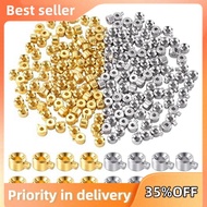80pcs Crimp Beads for Jewelry Making, Gold Silver Spacer Beads Metal Bead Stopper Crimp Charms for B