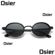 OSIER Oval Sunglasses, UV400 Metal Frame Small Frame Sun Glasses, Fashion Hip-Hop 90s Style Glasses 
