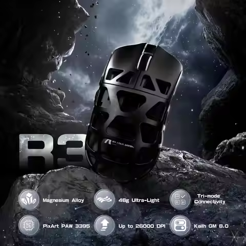 Attack Shark R3 Wireless Gaming Mouse,PAW3395 Up to 26K DPI 8KHz Return Rate,Magnesium Alloy 46G Ult