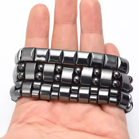 Classical Hematite Energy Beaded Elastic Magnetic Therapy Health Care Loss Weight Bracelets Slimming