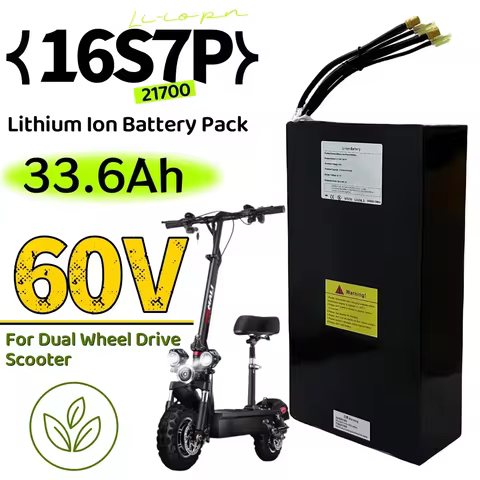 60V 33.6Ah/33600mAh 21700 Rechargeable Lithium Battery Pack 16S7P Suitable For Dual Drive Scooter Ba