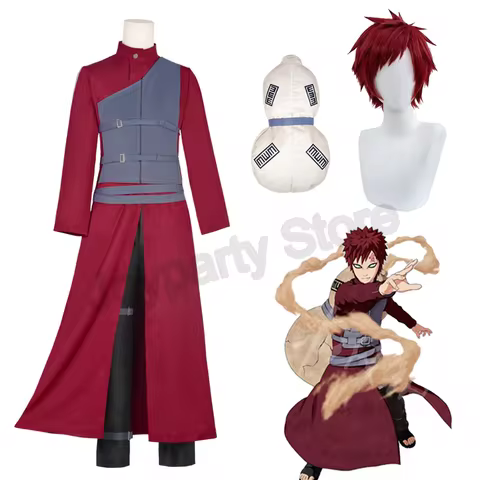 Gaara Cosplay Costume Sand Five Dynasties Wind Shadow Kazekage Red Hair Shinobi Ninja Tatoo Sticker 