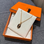 全新 HERMES Collier PM Mini Maillon 玫瑰金拼黑豬鼻項鍊