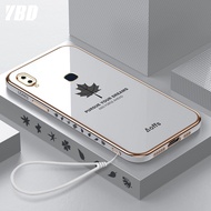 YBD Straight Edge Plating Phone case For Vivo Y85 V9 V9 Youth Y66 Y65 Y81 Y83 Y97 V11i Y81i V11 V11 Pro V7 V1718 casing,Precise Camera Protection case Maple leaf pattern cover with Free lanyard