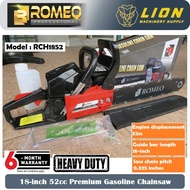 Romeo 18" 52cc Premium Gasoline Chainsaw RCH1852 - Power for tough jobs - 6 Months Local Warranty -