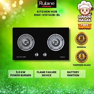 Dapur Masak Rubine Kitchen Gas Stove RGH-VISTA2B-BL Built In Stove Gas Cooker Hob Dapur Gas Kaca Tan