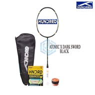 Raket Badminton HUNDRED Atomic X Dark Sword Black Bonus Komplit Raket Hundred Atomic