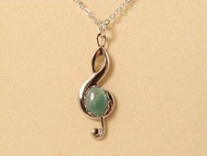 高音譜號音樂音符符號音樂家綠色砂金石吊墜項鍊首飾