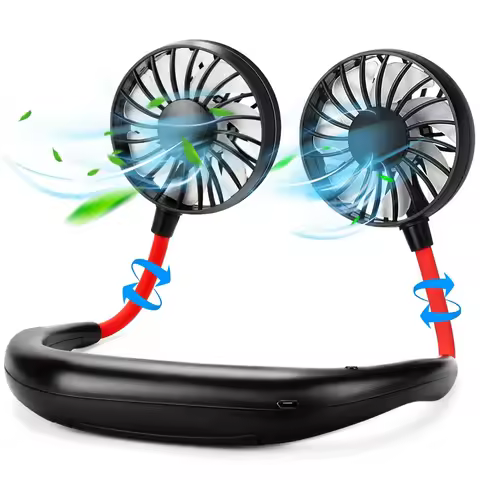 Neck Fan Portable Fan Hand Free Mini USB Rechargeable Neck Fan Cooling Wearable Suitable Fan Air Coo