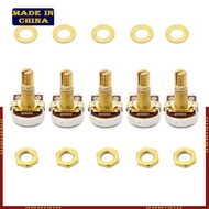 HIk 5pcs A500K Potentiometer Splined  Electric Guitar Bass Effect Amp Tone Volume
