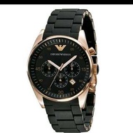 全新正品 AR5905 ARMANI 阿瑪尼手錶經典大三眼 時尚黑色玫瑰金手錶
