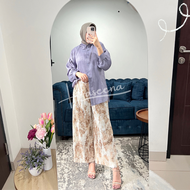 Haseena Celana Kulot Plisket Bella Motif Prada High Waist Dewasa All Size Jumbo
