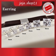 | 925 Silver Earring CZ Stones Square | 925silver (Earloop) | 925. Silver Square CZ Stone Earrings
