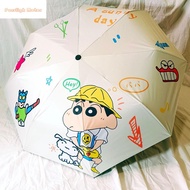 PERSLIGH การ์ตูนอะนิเมะ ร่มเครยอนชินจัง 8-ribs ตัวอักษรสำหรับเด็ก ร่มกันแดดแบบพับได้ Crayon Shin Cha
