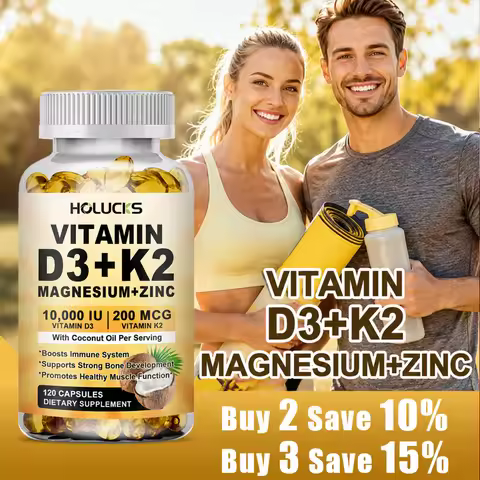 High Absorption D3+K2 Capsules, with Magnesium & Zinc, Strengthen Bone Structure & Cardiovascular He