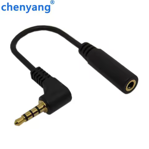 Black 90 degree right angled 3.5mm 3.5 mm 4 poles Audio Stereo Male to Female Extension Cable 10cm S