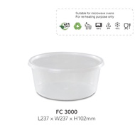 FC 3000ml PP Round Container Plastick Container (3000mL x30PCS)打包碗