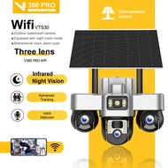 V380 Pro Three Screen CCTV Solar Outdoor IP66 Waterproof  VTS30 Wireless Camera 4G SIM Card Built-in