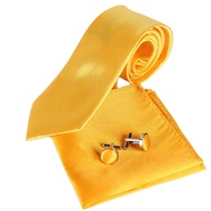SEVENHEAD Mens Solid Color Tie 8cm and Pocket Square Cufflink Set for Men Wedding Business