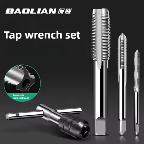 6/8 PCS Manual Tap Wrench Set HSS Right Tapping Drill Bit Thread Punching Tool External Thread Makin