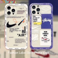 For Oppo Reno 6 Pro+ Reno6 Z 6 Lite A16 A16S A54S K9 K5 K3 R17 Pro R15 R15X R11 R11S R9S Tide Brand Fashion Label Air Joint Name Transparent Soft Case Shockproof Phone Back Cover